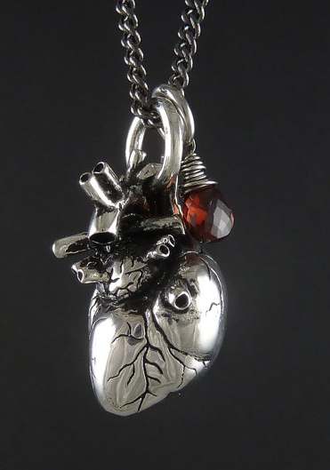 Anatomical Heart w/Wrapped Garnet